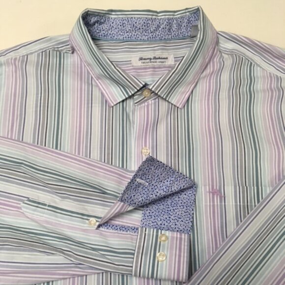 Tommy Bahama Men's The Newport Coast 3XB Stripe Long Sleeve Shirt Contrast Cuff - Picture 1 of 8